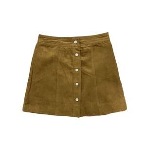Divided H&M Brown 5 Button Front Mini Skirt Size 6 Faux Suade